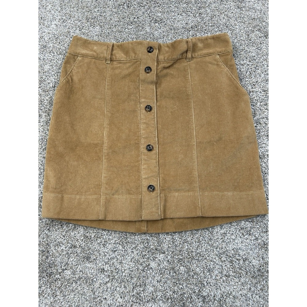 Vineyard Vines Size Small Straight Button Down Skirt Tan Corduroy‎ #0431
